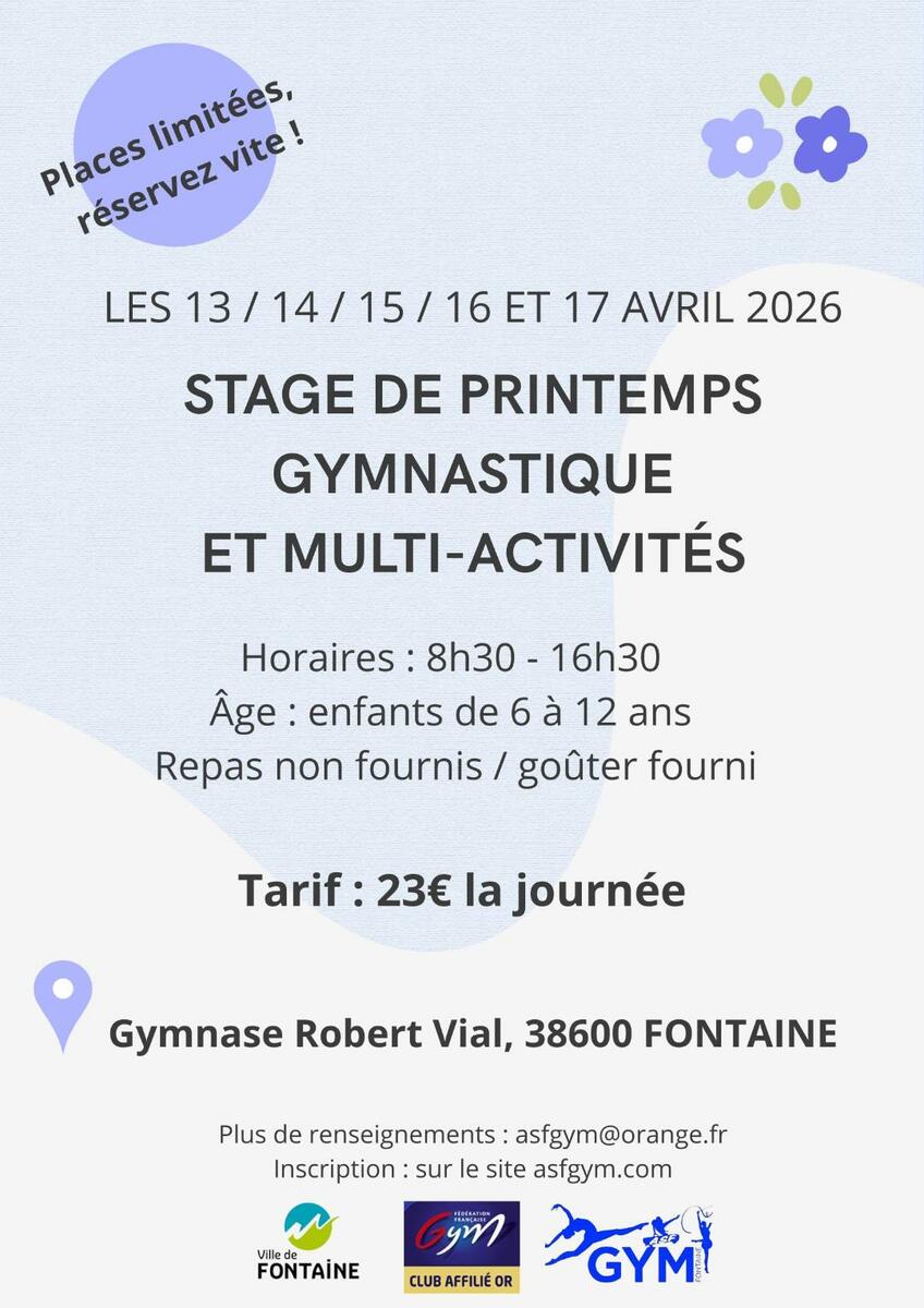 Stage de printemps gymnastique et multi-activités 16 avril 2026
