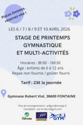 Stage de printemps gymnastique et multi-activités 8 avril 2026