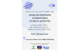 Stage de printemps gymnastique et multi-activités 17 avril 2026