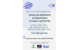 Stage de printemps gymnastique et multi-activités 8 avril 2026