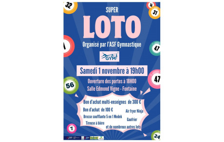 LOTO de l'ASF GYM samedi 1er novembre